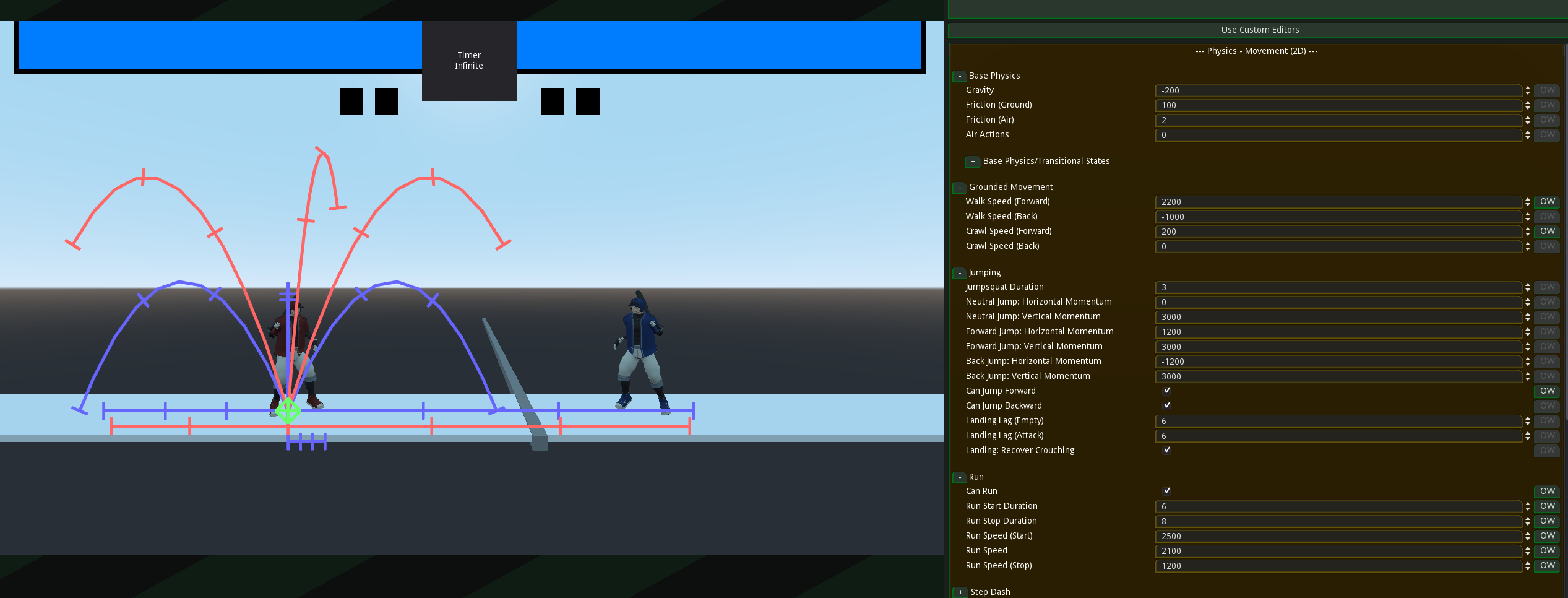 Screenshot of movement specblocks